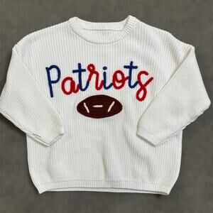 New England Patriots Sweater 4T Girls Yarn Embroidered NFL Football Knit Cotton